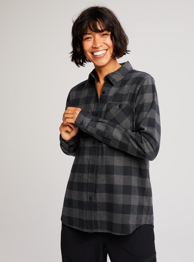 Burton Grace Long Sleeve Flannel Košele Damske Čierne | 21854-HIYK