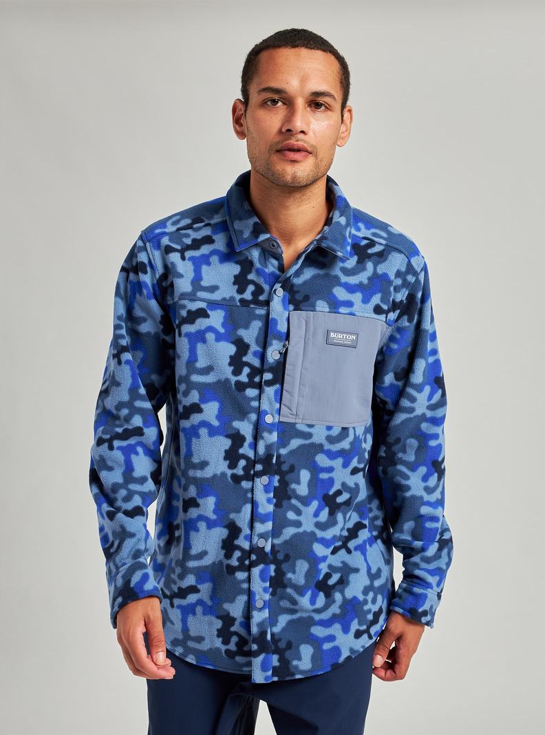 Burton Hearth Fleece Shirt Košele Panske Modre Maskacove | 06784-QEXR