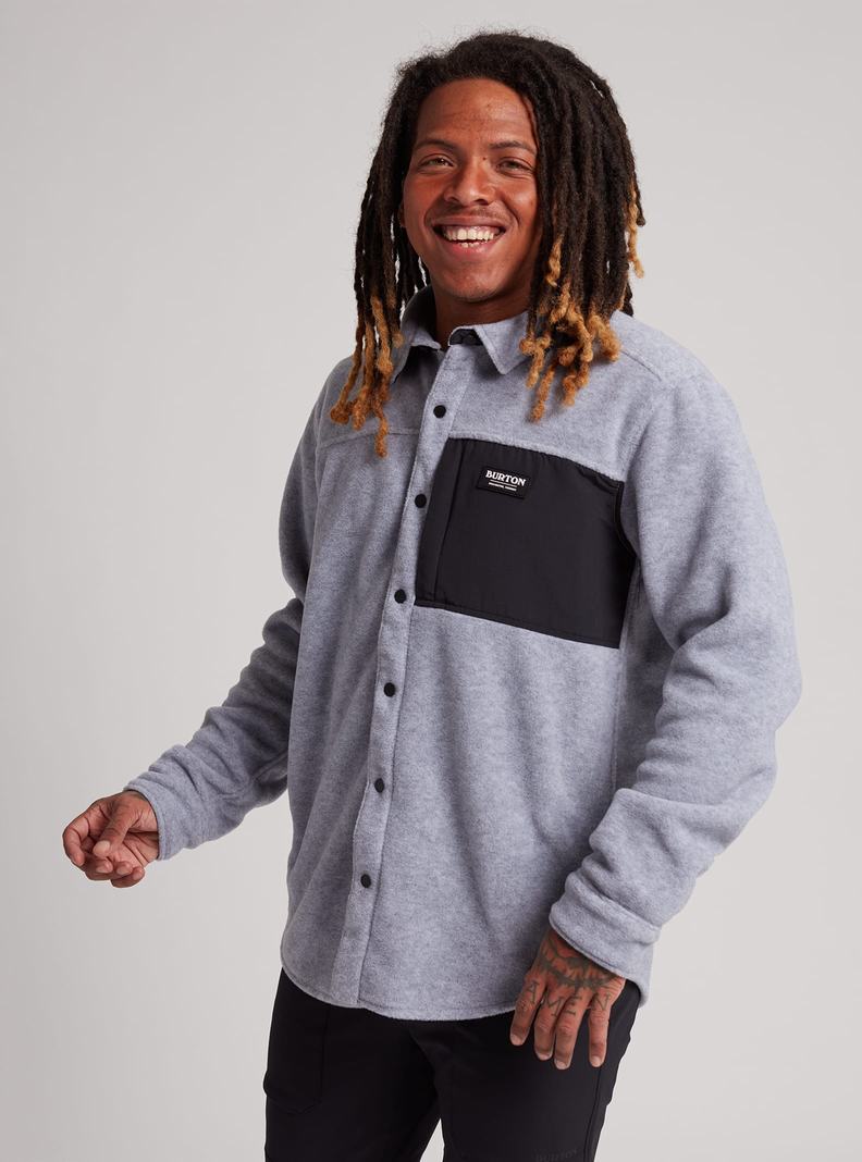 Burton Hearth Fleece Shirt Košele Panske Siva | 45628-GDRQ