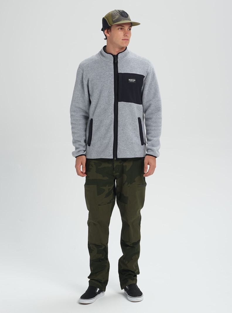 Burton Hearth Full-Zip Fleece Mikina Panske Siva Čierne | 12043-RDEF