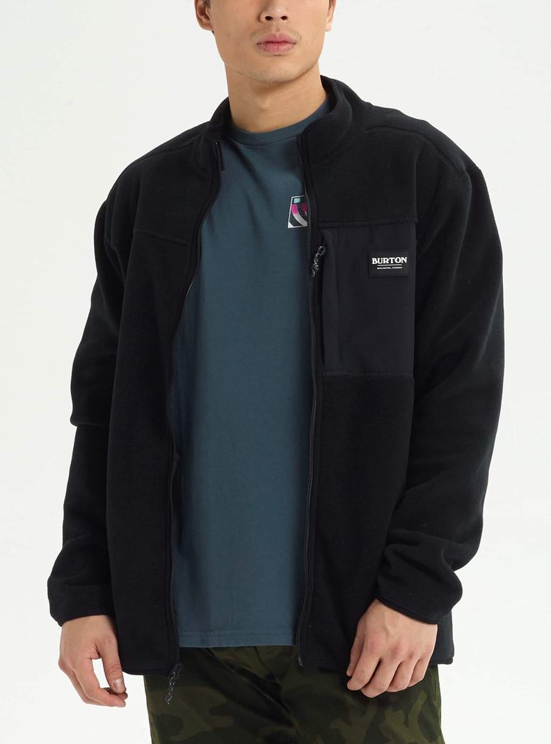 Burton Hearth Full-Zip Fleece Mikina Panske Čierne | 17305-OZSE