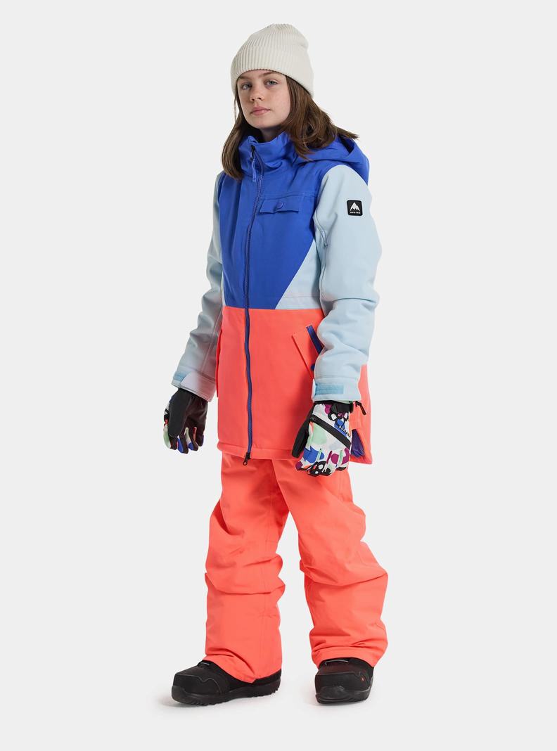 Burton Khione 2L Zimní Bunda Detske Modre Oranžové | 67509-OQYE