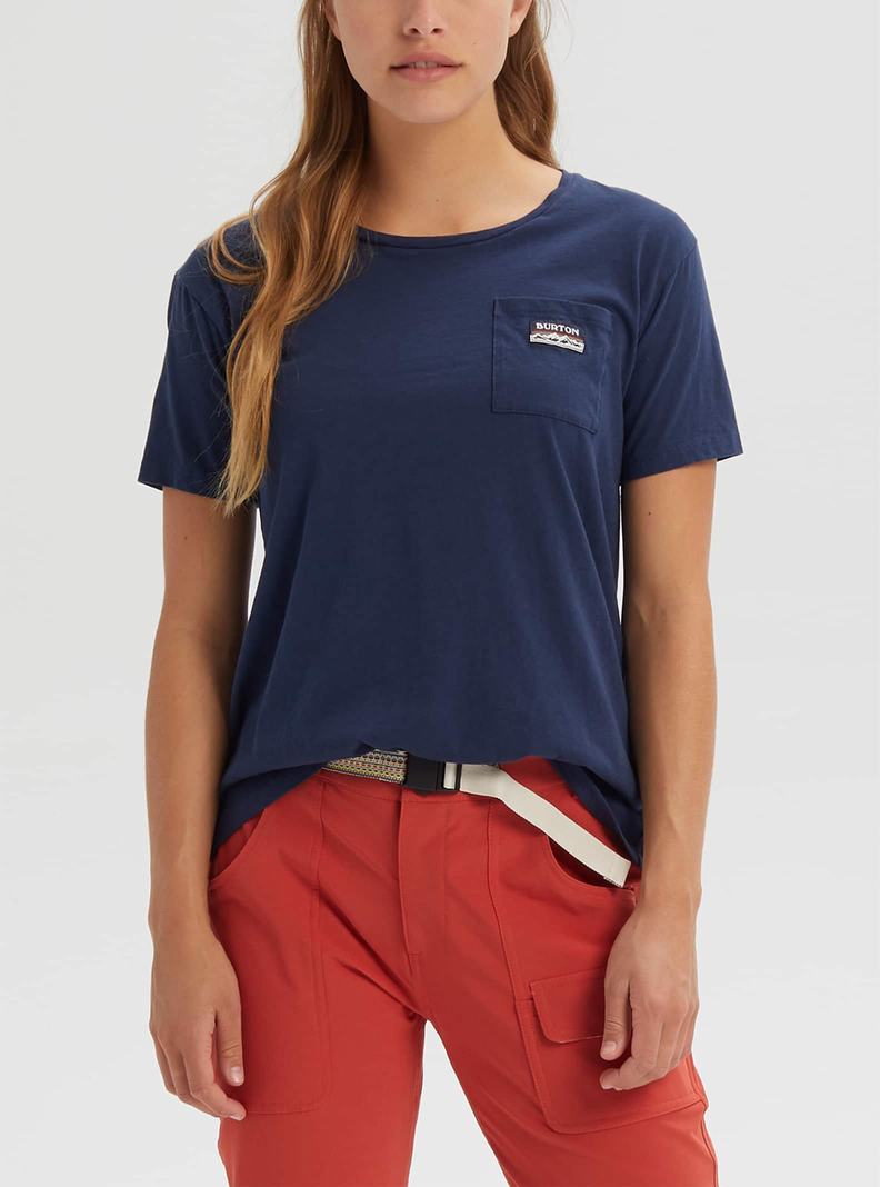 Burton Klasické Kratke Sleeve Pocket Tričko Damske Modre | 16972-DEFC