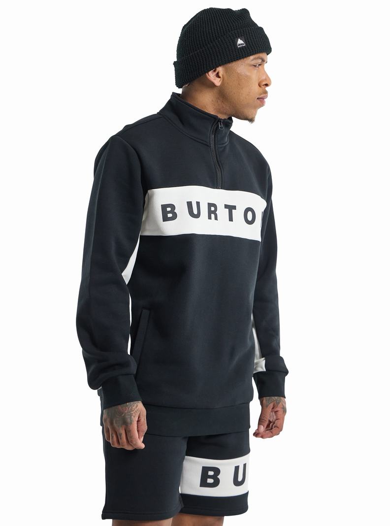 Burton Lowball Quarter-Zip Fleece Mikina Panske Čierne | 75420-GHCL