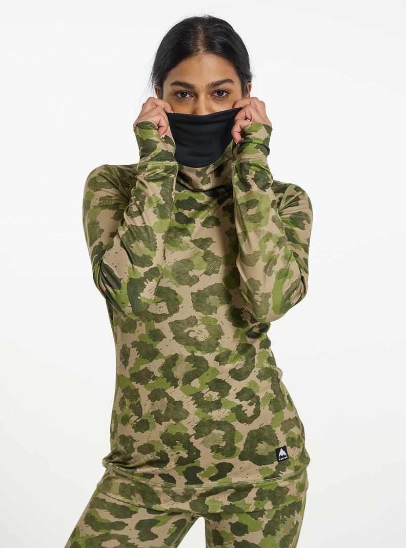Burton Midweight Base Layer Long Neck Shirt Termoprádlo Damske Hnedožltý Zelene | 08452-DZKN