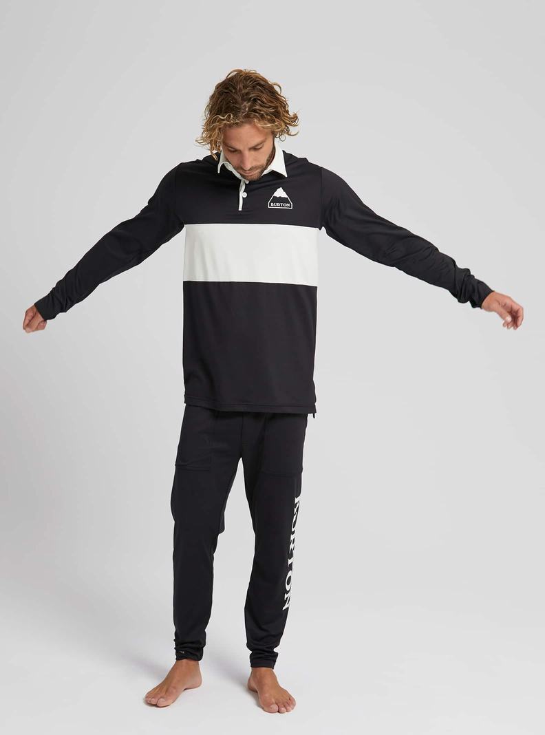 Burton Midweight Base Layer Rugby Shirt Termoprádlo Panske Čierne Biele | 90413-PJQH