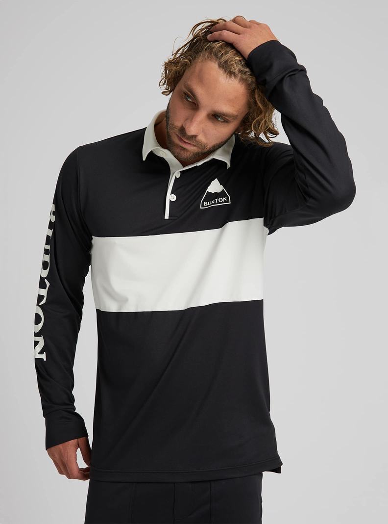 Burton Midweight Base Layer Rugby Shirt Termoprádlo Panske Čierne Biele | 90413-PJQH