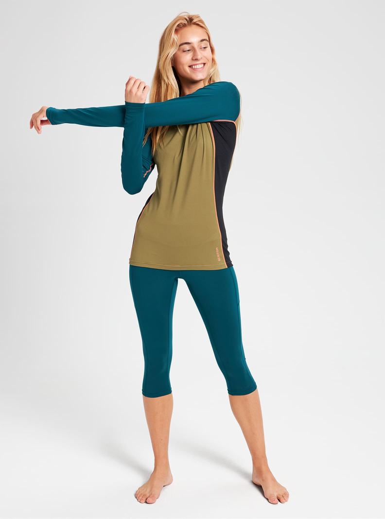 Burton Midweight X Base Layer Crew Termoprádlo Damske Modre Olivovo Zelená | 32180-TJME