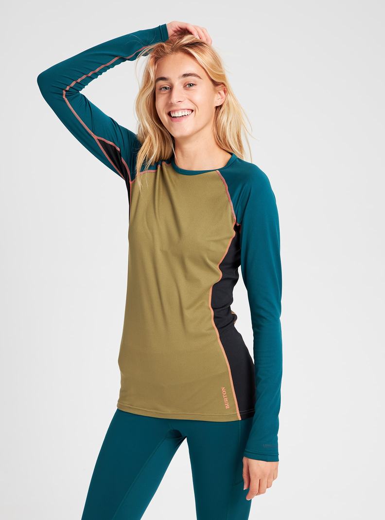 Burton Midweight X Base Layer Crew Termoprádlo Damske Modre Olivovo Zelená | 32180-TJME