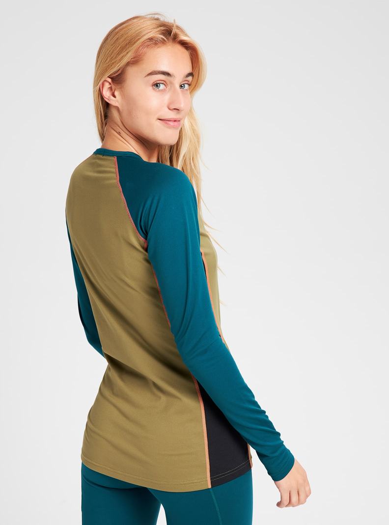 Burton Midweight X Base Layer Crew Termoprádlo Damske Modre Olivovo Zelená | 32180-TJME