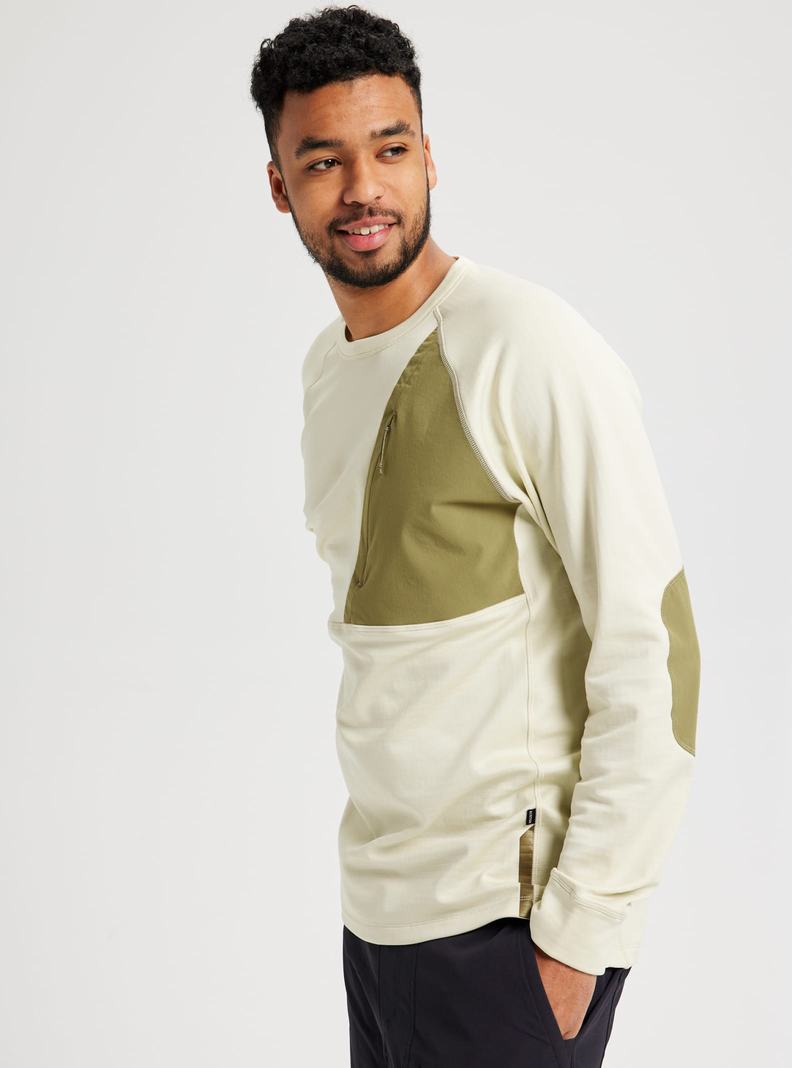 Burton Multipath Grid Crewneck Fleece Mikina Panske Strieborne Zelene | 04357-PLRV
