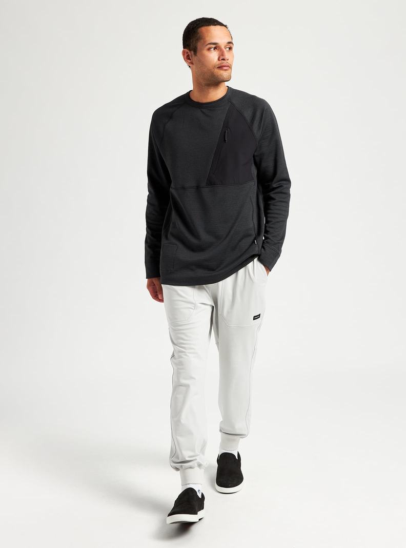 Burton Multipath Grid Crewneck Fleece Mikina Panske Čierne | 18437-OLAT