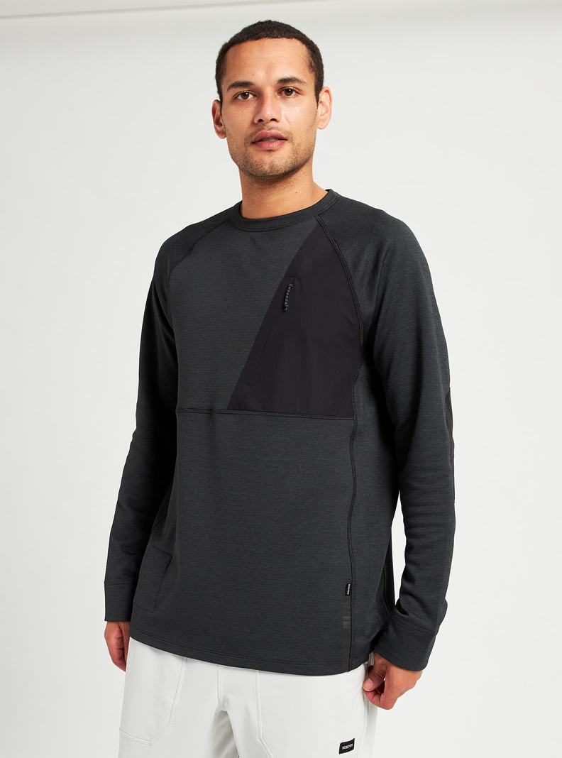 Burton Multipath Grid Crewneck Fleece Mikina Panske Čierne | 18437-OLAT
