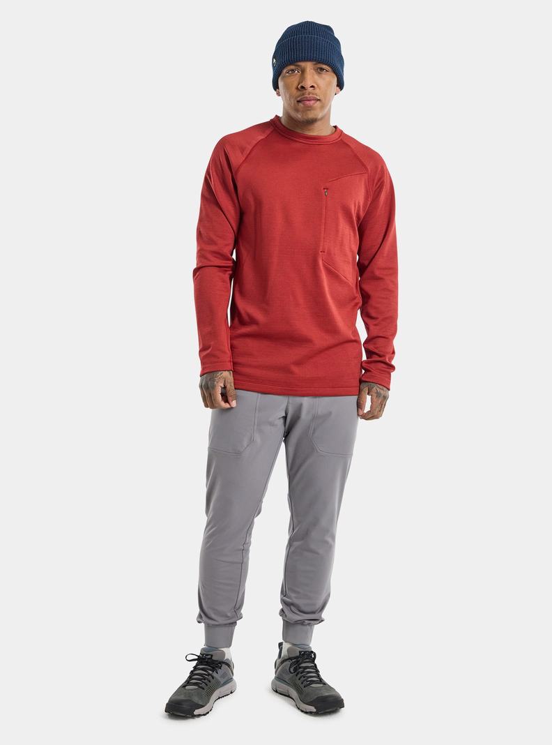 Burton Multipath Grid Crewneck Fleece Mikina Panske Červené | 41069-HEKZ