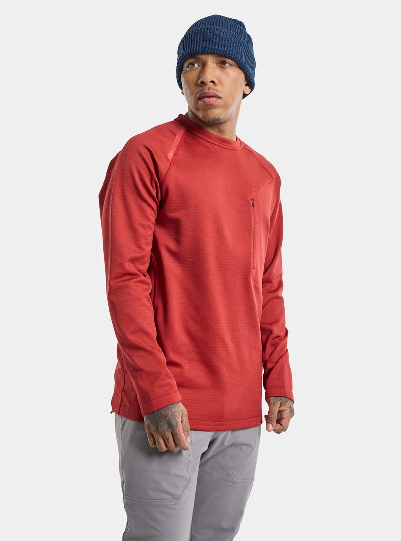 Burton Multipath Grid Crewneck Fleece Mikina Panske Červené | 41069-HEKZ