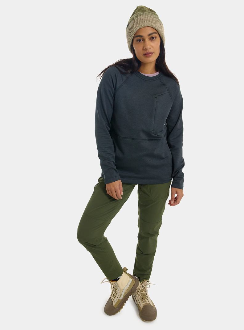 Burton Multipath Grid Crewneck Fleece Mikina Damske Čierne | 72360-LAEV