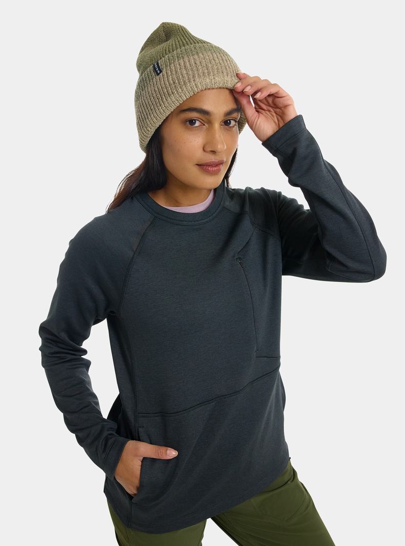 Burton Multipath Grid Crewneck Fleece Mikina Damske Čierne | 72360-LAEV