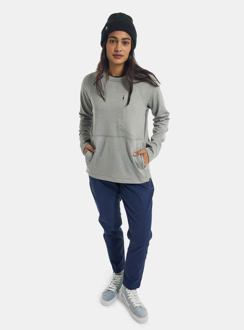 Burton Multipath Grid Crewneck Fleece Mikina Damske Siva | 97142-ZQHR