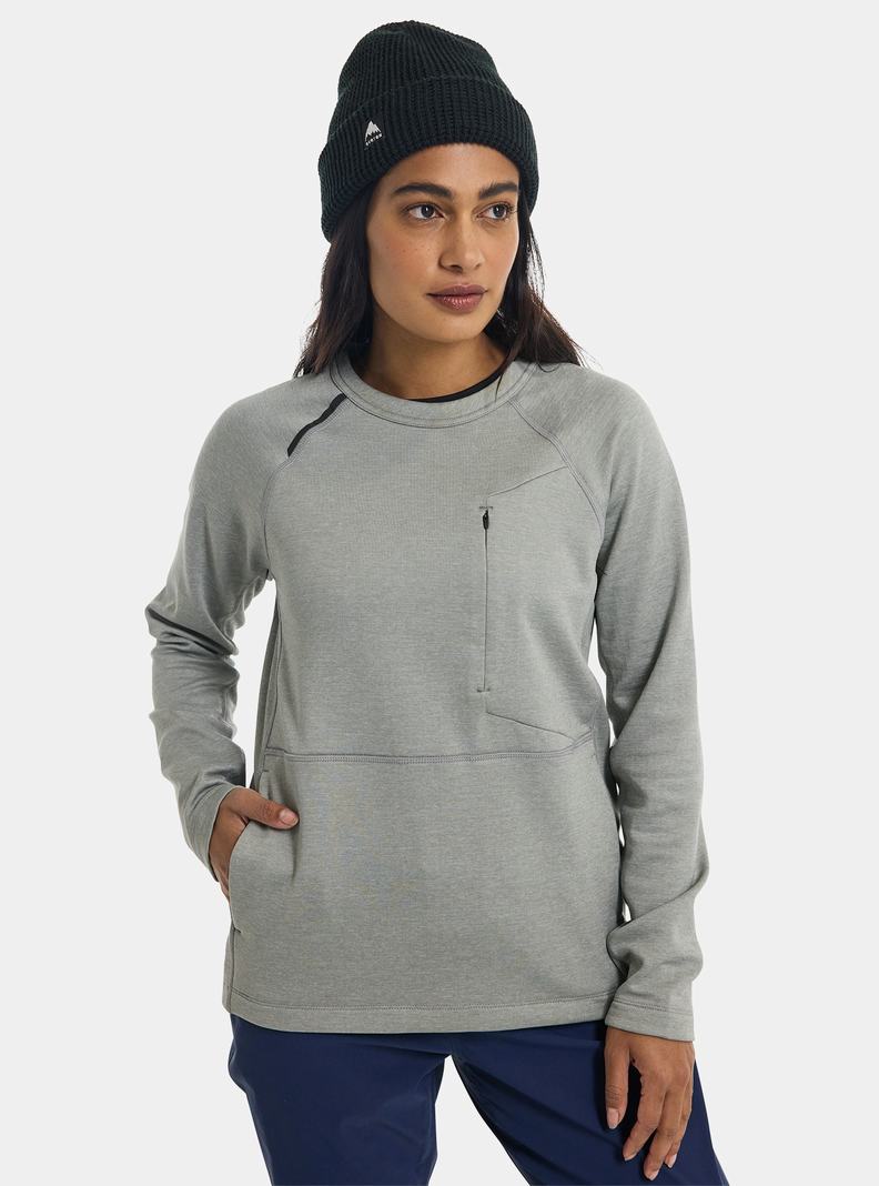 Burton Multipath Grid Crewneck Fleece Mikina Damske Siva | 97142-ZQHR