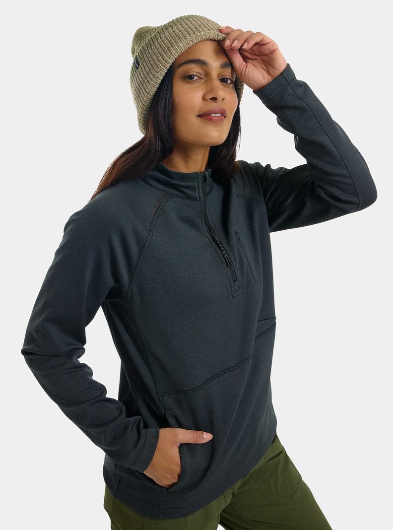 Burton Multipath Grid Quarter-Zip Fleece Damske Čierne | 65973-SDUJ
