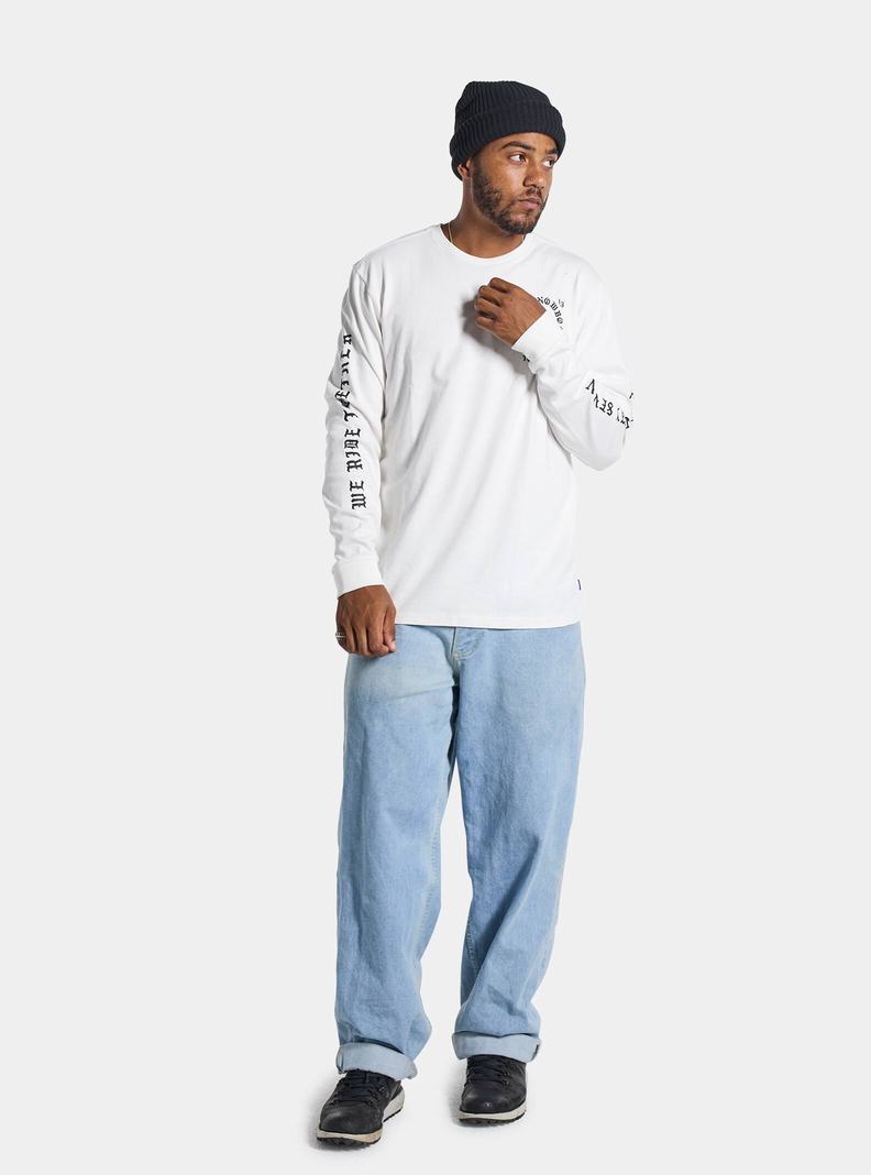 Burton Name Dropper Long Sleeve Tričko Panske Biele | 16059-ZQOS