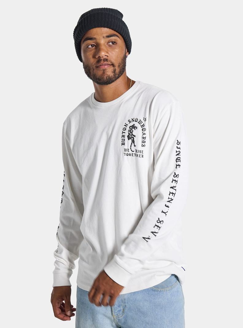 Burton Name Dropper Long Sleeve Tričko Panske Biele | 16059-ZQOS