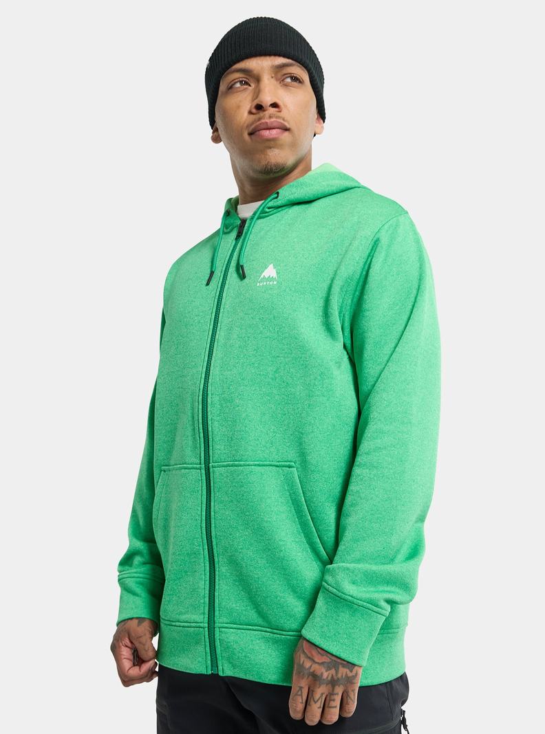 Burton Oak Full-Zip Hoodie Mikina Panske Zelene | 24156-OQFH