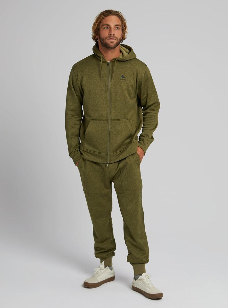 Burton Oak Full-Zip Hoodie Mikina Panske Olivovo Zelená | 64901-WVYQ
