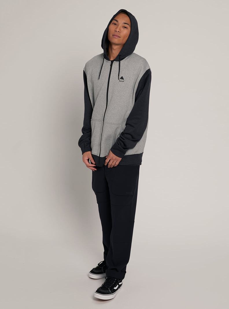 Burton Oak Full-Zip Hoodie Mikina Panske Siva Čierne | 87395-JYQX