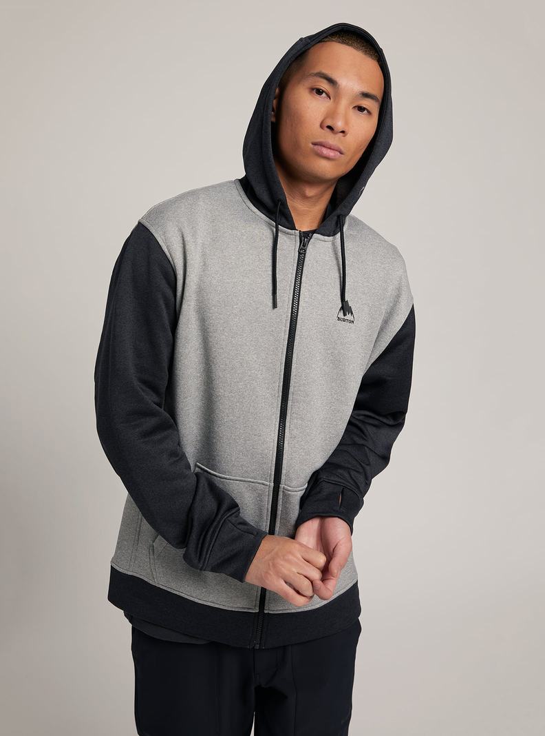 Burton Oak Full-Zip Hoodie Mikina Panske Siva Čierne | 87395-JYQX