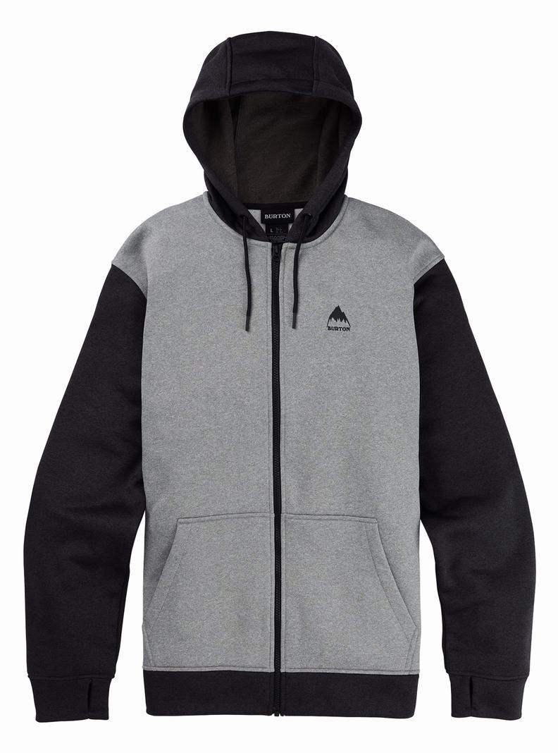 Burton Oak Full-Zip Hoodie Mikina Panske Siva Čierne | 87395-JYQX