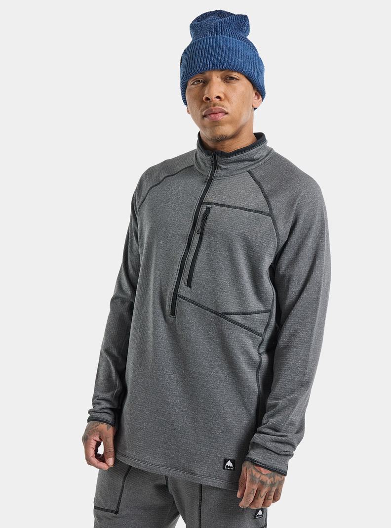 Burton Stockrun Grid Half-Zip Fleece Panske Čierne | 08457-BGDJ