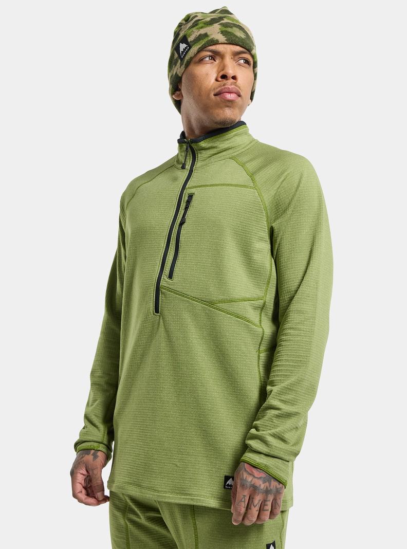 Burton Stockrun Grid Half-Zip Fleece Panske Zelene | 24586-YPQL