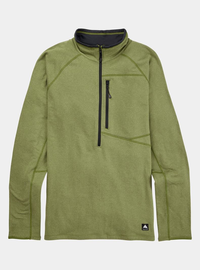 Burton Stockrun Grid Half-Zip Fleece Panske Zelene | 24586-YPQL