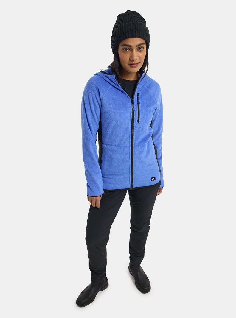 Burton Stockrun Warmest S Kapucňou Full-Zip Fleece Damske Modre Čierne | 15387-ADIG