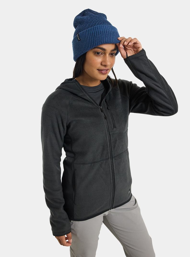 Burton Stockrun Warmest S Kapucňou Full-Zip Fleece Damske Čierne | 18503-UPRT