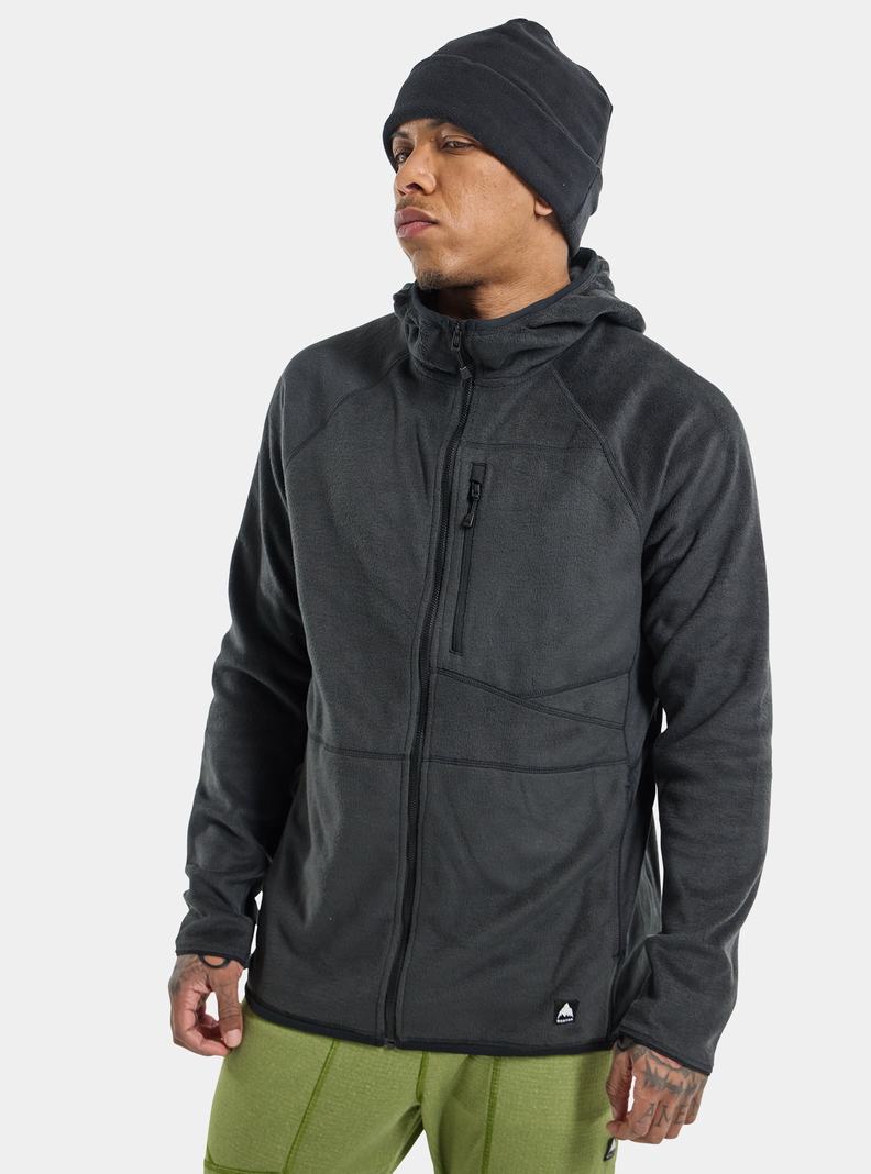Burton Stockrun Warmest S Kapucňou Full-Zip Fleece Panske Čierne | 28679-ISYF
