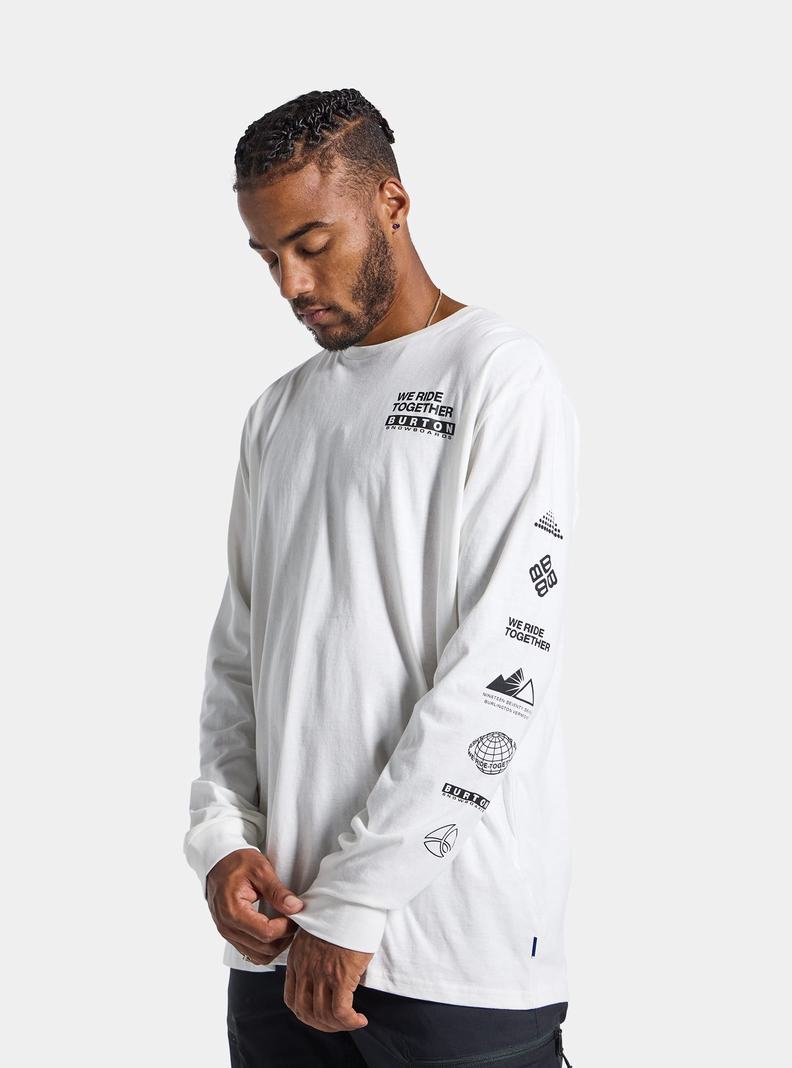 Burton Woodmere Long Sleeve Tričko Panske Biele | 38042-HGMS