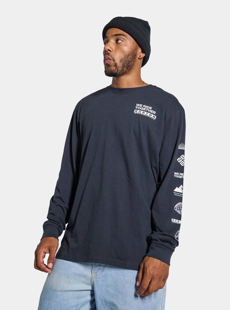 Burton Woodmere Long Sleeve Tričko Panske Čierne | 56321-KRPQ