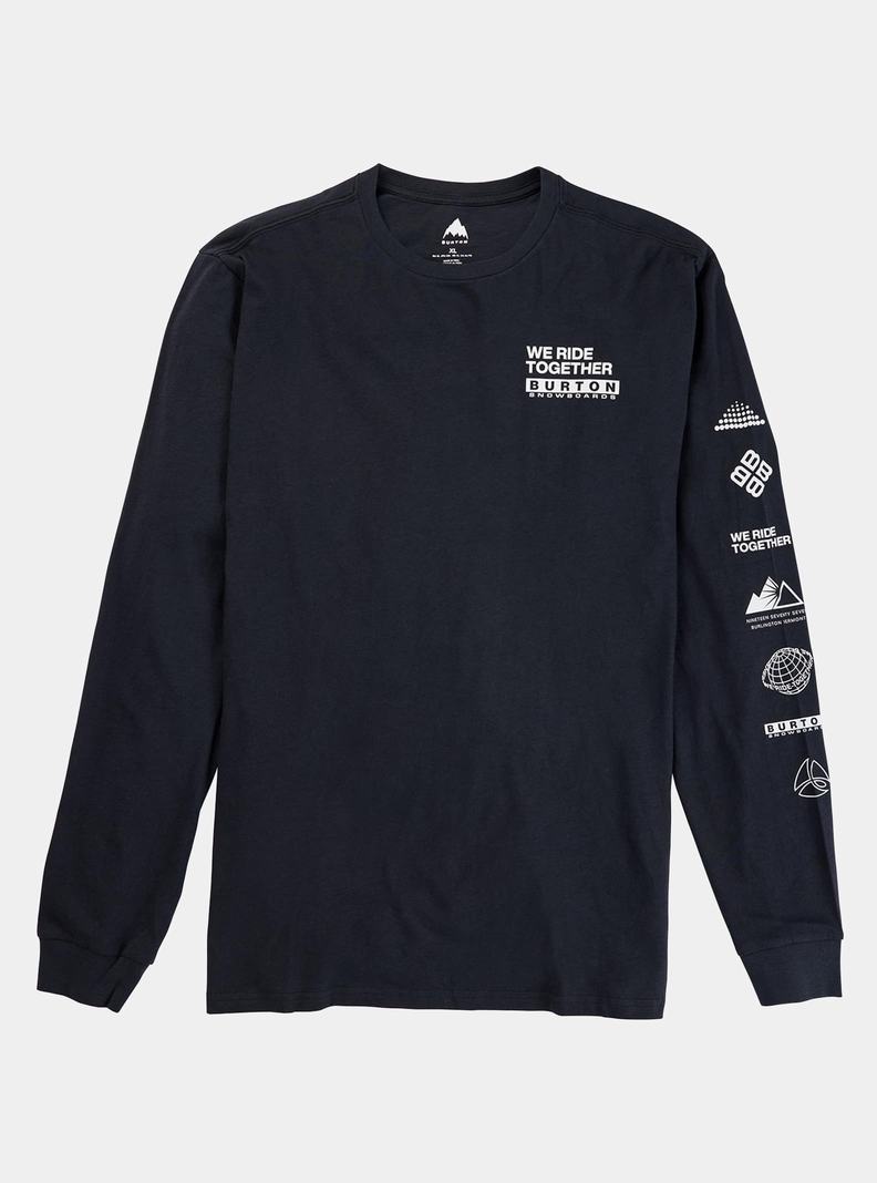 Burton Woodmere Long Sleeve Tričko Panske Čierne | 56321-KRPQ