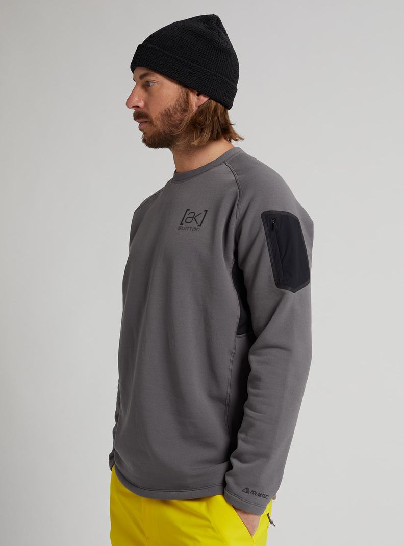 Burton [ak] Baker Power Stretch® Fleece Crewneck Mikina Panske Tmavo Siva | 30126-JWZL