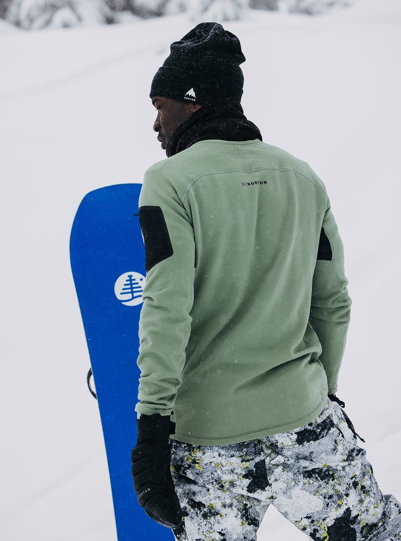 Burton [ak] Baker Power Stretch® Fleece Crewneck Mikina Panske Zelene | 45392-UHCY