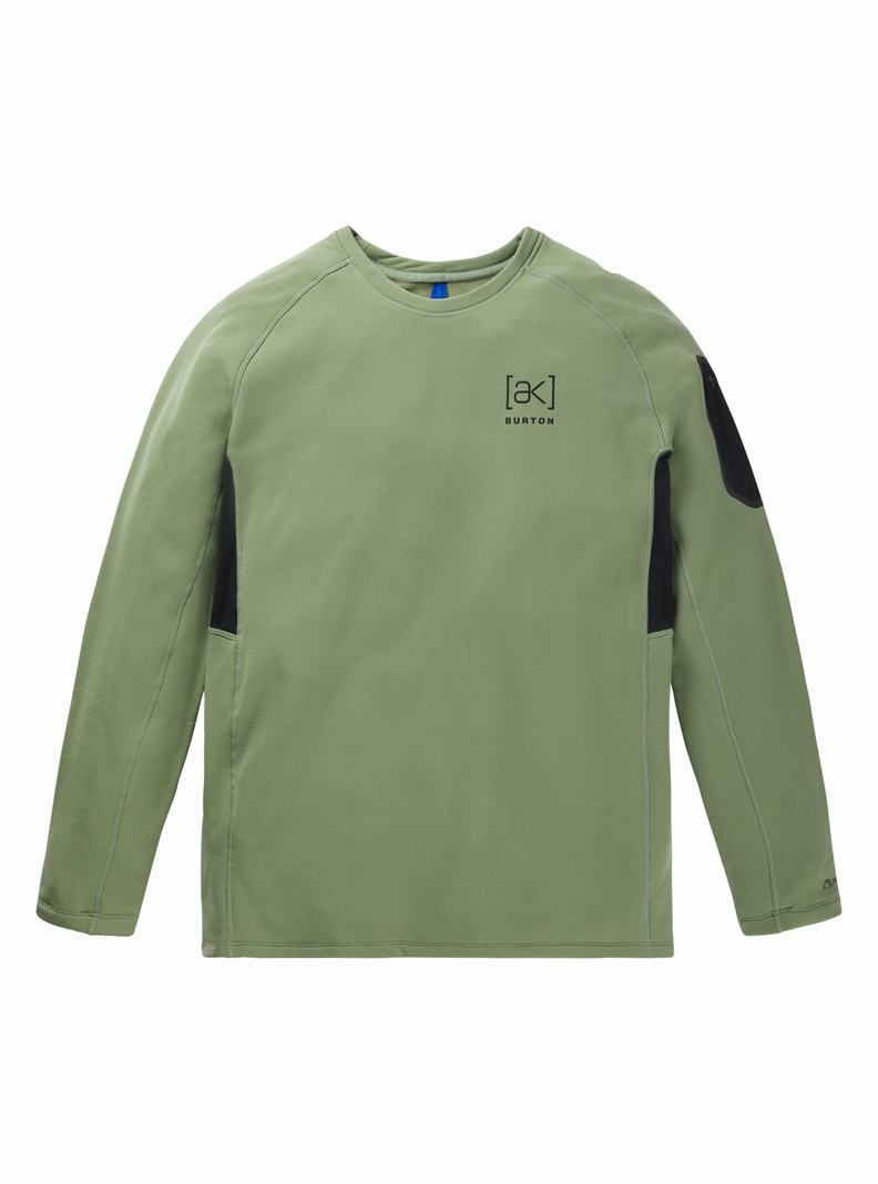 Burton [ak] Baker Power Stretch® Fleece Crewneck Mikina Panske Zelene | 45392-UHCY