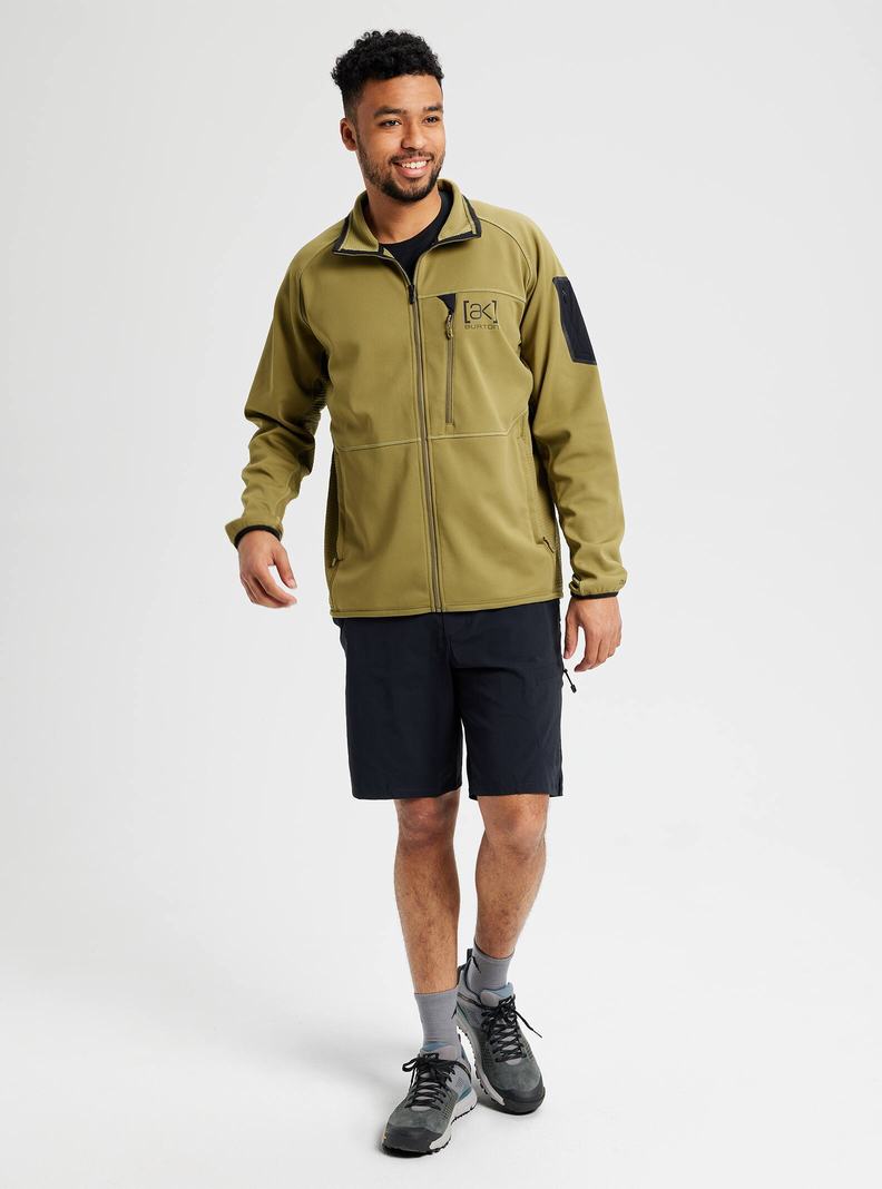 Burton [ak] Helium Grid Full-Zip Fleece Mikina Panske Olivovo Zelená | 85109-NOGD