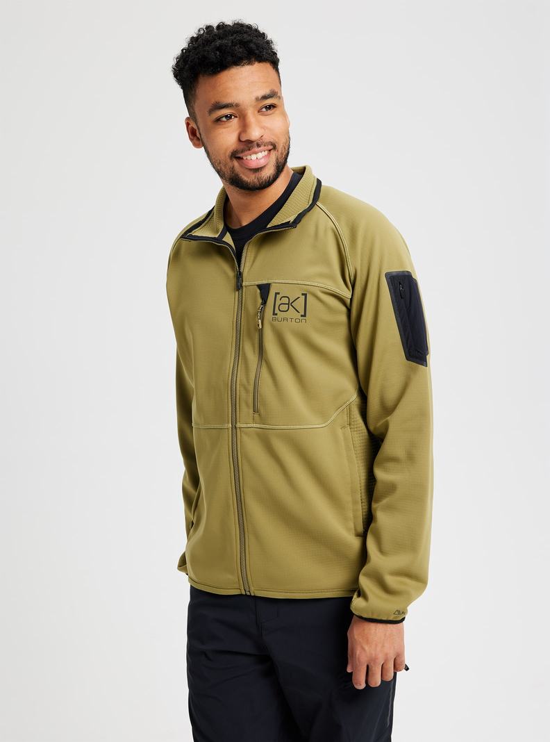 Burton [ak] Helium Grid Full-Zip Fleece Mikina Panske Olivovo Zelená | 85109-NOGD