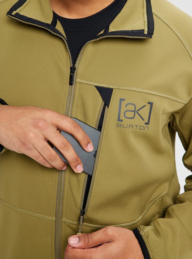 Burton [ak] Helium Grid Full-Zip Fleece Mikina Panske Olivovo Zelená | 85109-NOGD