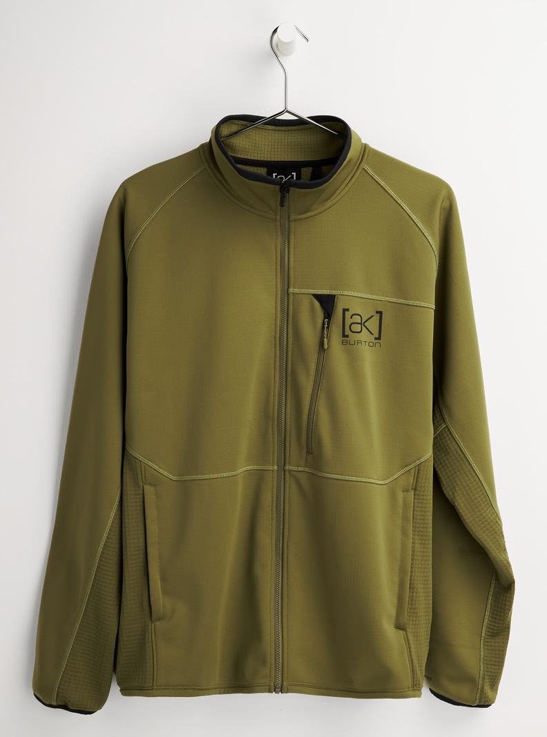 Burton [ak] Helium Grid Full-Zip Fleece Mikina Panske Olivovo Zelená | 85109-NOGD