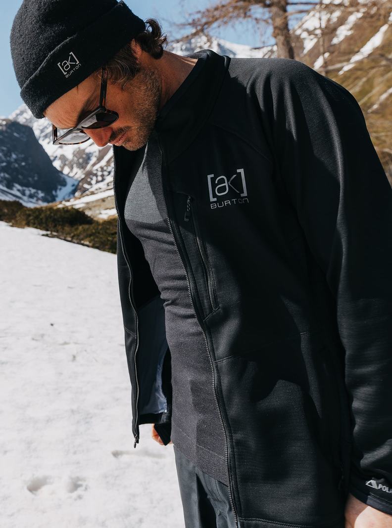 Burton [ak] Helium Power Grid™ Full-Zip Fleece Mikina Panske Čierne | 54172-FWRQ