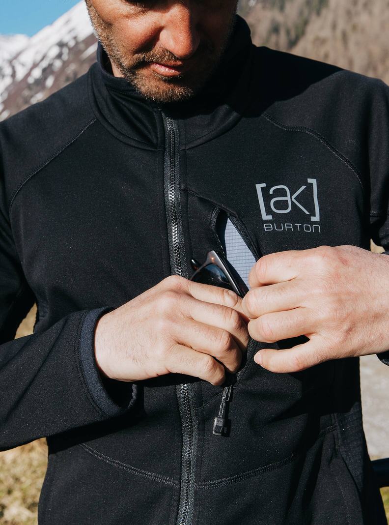 Burton [ak] Helium Power Grid™ Full-Zip Fleece Mikina Panske Čierne | 54172-FWRQ