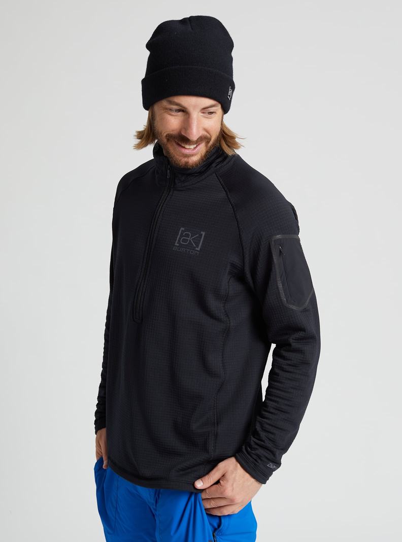 Burton [ak] Helium Power Grid™ Half-Zip Fleece Mikina Panske Čierne | 18359-ESML
